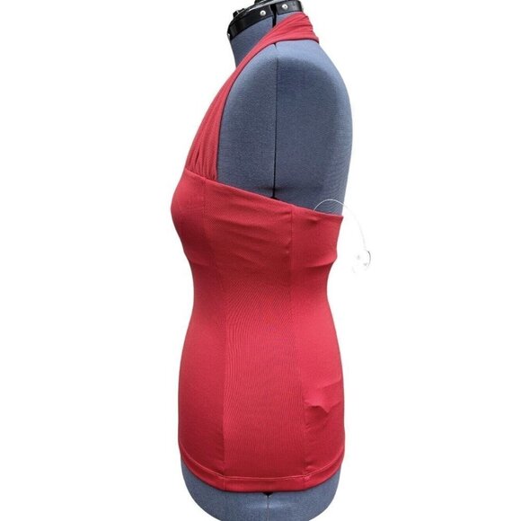 NFL / ALL SPORT COUTURE Womens Red Halter Stretch Top Large Atlantic Falcons NWT - Picture 3 of 16